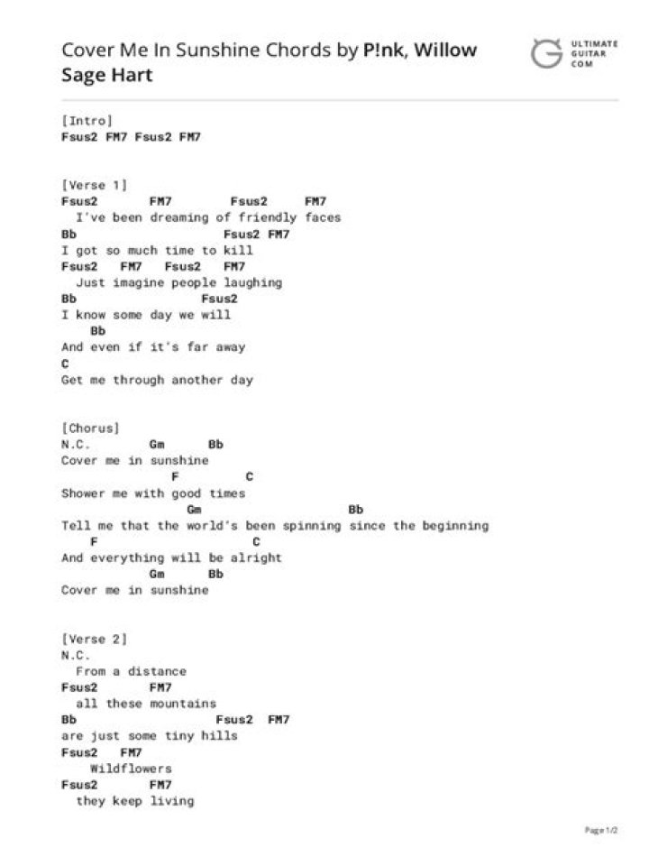 "Cover Me In Sunshine" | Buy, Play and Listen