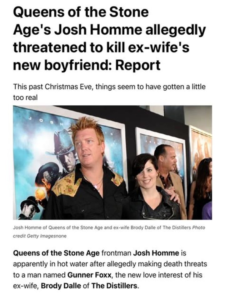 Josh Homme Allegedly Threatened Ex Wife’s Boyfriend