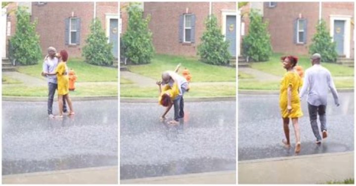 Nigerian Man Leads His Wife outside as They Dance Barefooted under Heavy Rain, Cute Video Melts Hearts