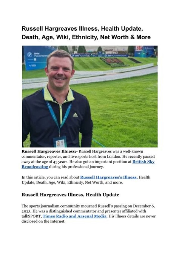 Russell Hargreaves Illness & Health 2023: Was He Sick?
