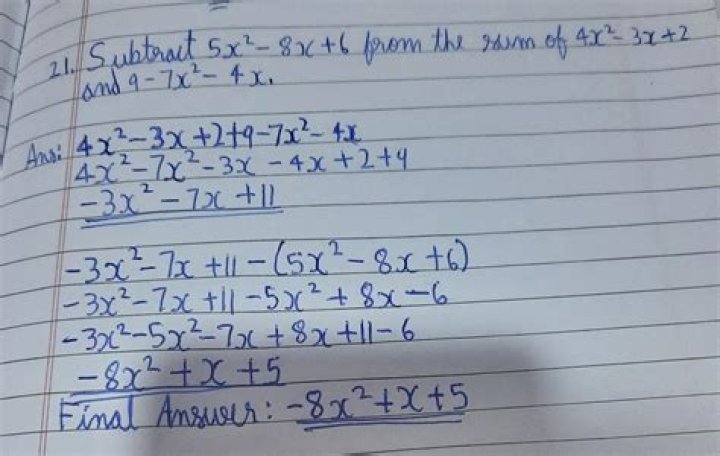 Subtract -4x%5E5%2B9x%5E4-2x%5E3-8x%5E2%2B6x-1 and -4x%5E5%2B4x%5E3