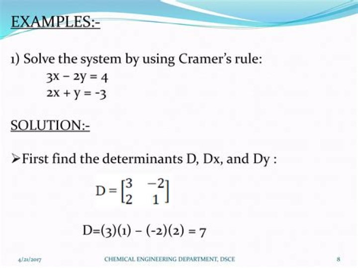 Use Cramers Method to solve x + y = 23000 and 0.08x + 0.04y = 1560