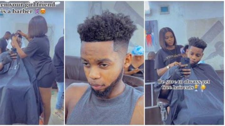 "When Your Girlfriend is a Barber": Nigerian Man Flaunts New Look in Video as His Bae Gives Him Free Haircut