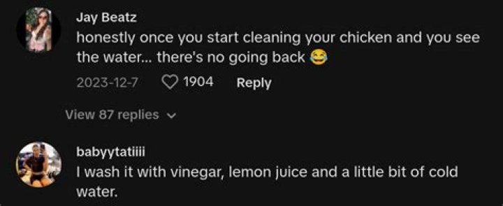 Woman Criticized for Not Washing Chicken — She Claps Back